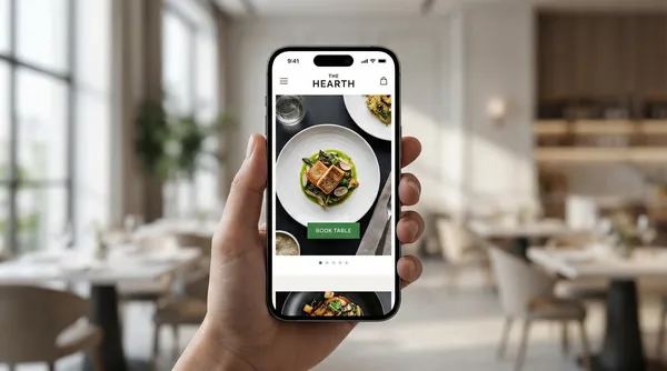 Site web restaurant sur mobile avec menu et réservation